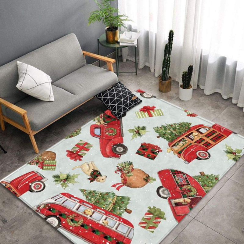 Fancy Modern Carpet Red Flower Carpet Non-Slip Backing Rug for Living Room