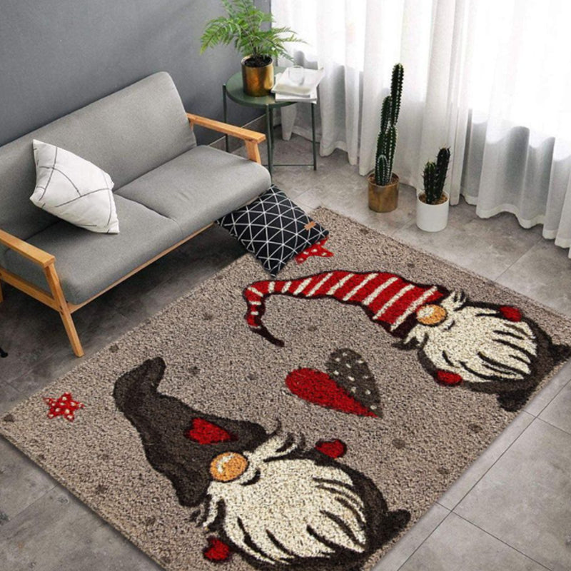 Fancy Modern Carpet Red Flower Carpet Non-Slip Backing Rug for Living Room