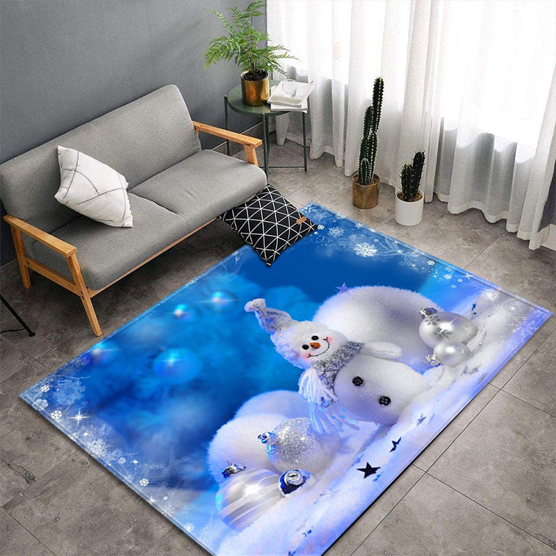 Light Blue Casual Carpet Polyester Santa Claus Carpet Non-Slip Backing Carpet for Home Decor