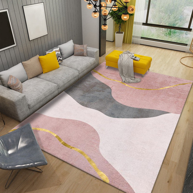 Fancy Nordic Area Rug Washable Indoor Rug Polyester Non-Slip Area Carpet for Living Room