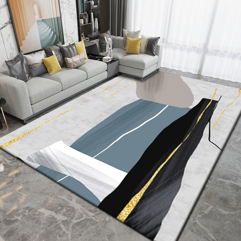 Tapis bleu Simple, couleur bosselée, résistant aux taches, pour la décoration de la maison