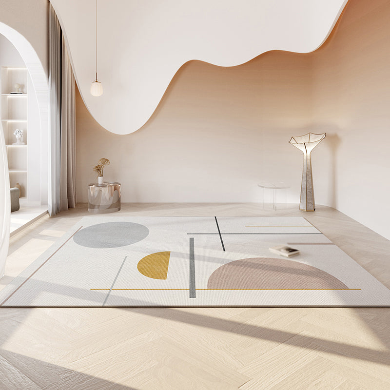 Khaki Tone Area Carpet Modern Indoor Rug Polyester Washable Carpet with Non-Slip Backing