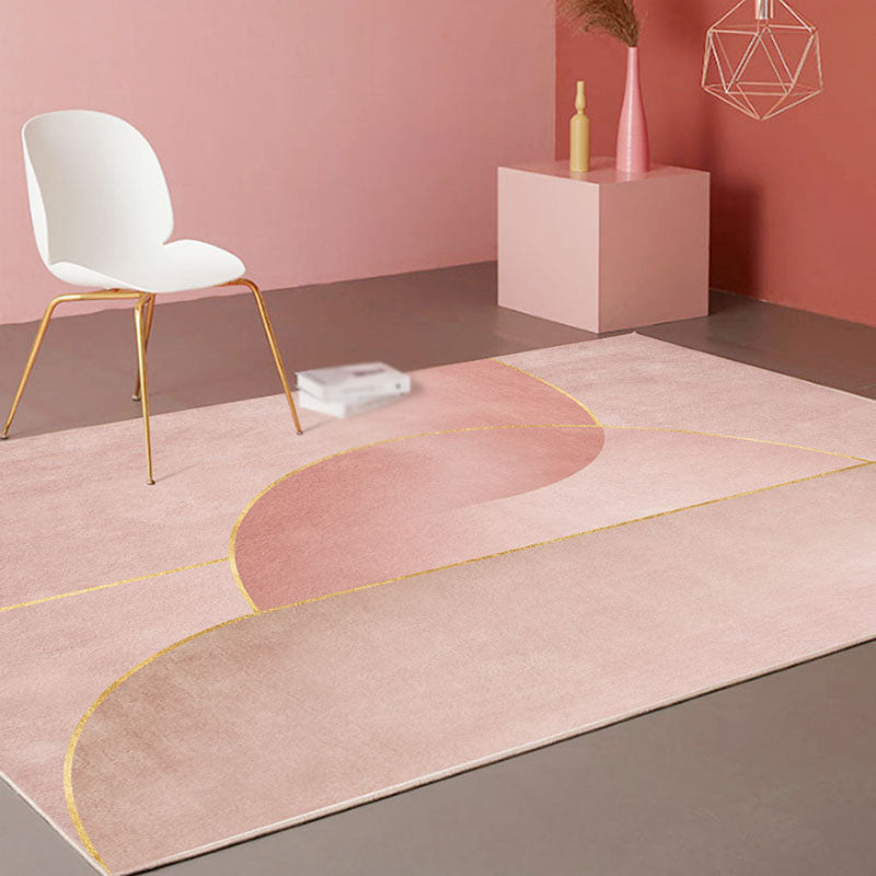 Pink Casual Carpet Polyester Color Block Carpet Non-Slip Backing Carpet for Living Room