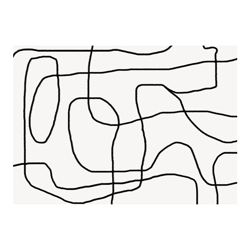 Black Modern Area Carpet Abstract Pattern Polyester Area Rug Non-Slip Backing Rug for Home Decor