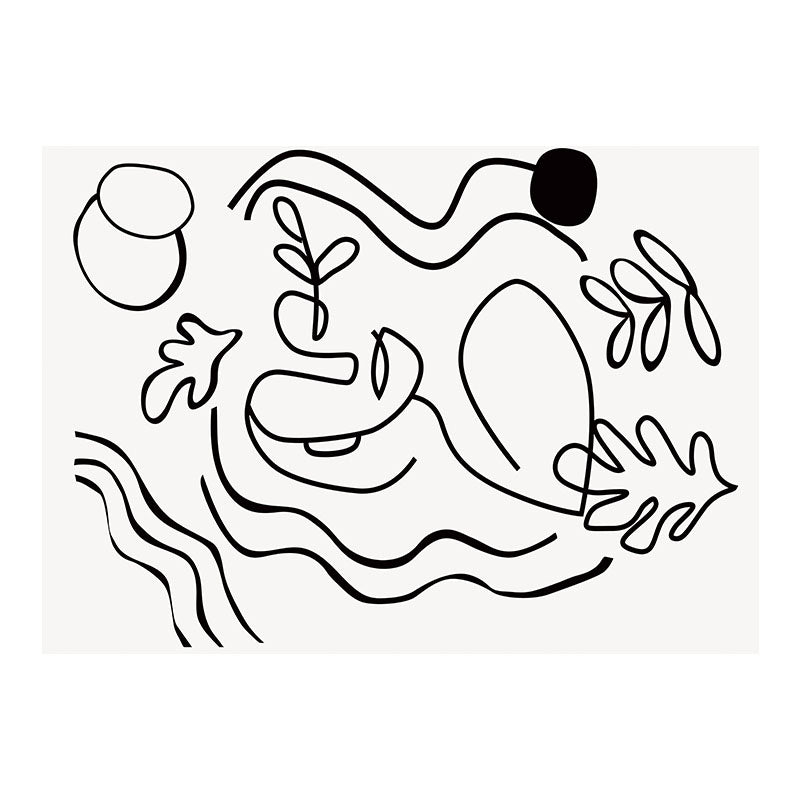 Black Modern Area Carpet Abstract Pattern Polyester Area Rug Non-Slip Backing Rug for Home Decor