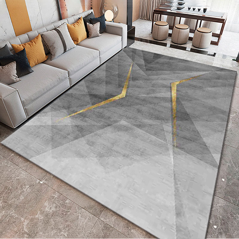 Light Grey Modern Rug Polyester Graphic Rug Washable Indoor Rug for Home Decor