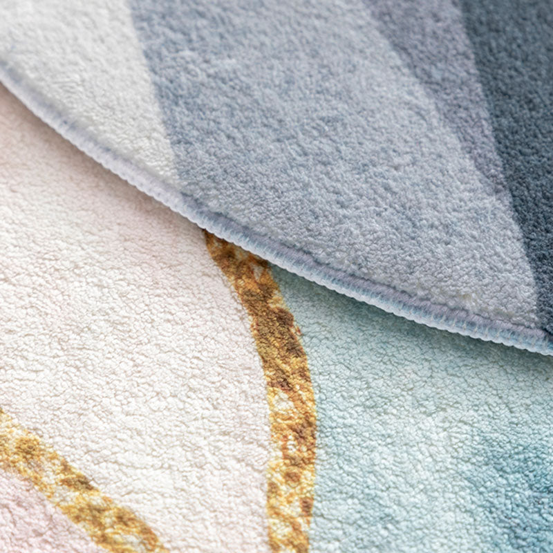 Stylish Modern Area Carpet Color-Blocked Polyester Area Rug Anti-Slip Washable Rug for Living Room