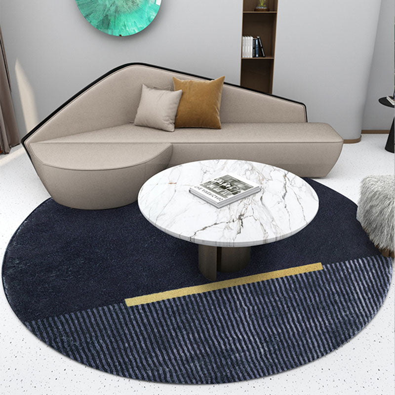 Stylish Modern Area Carpet Color-Blocked Polyester Area Rug Anti-Slip Washable Rug for Living Room