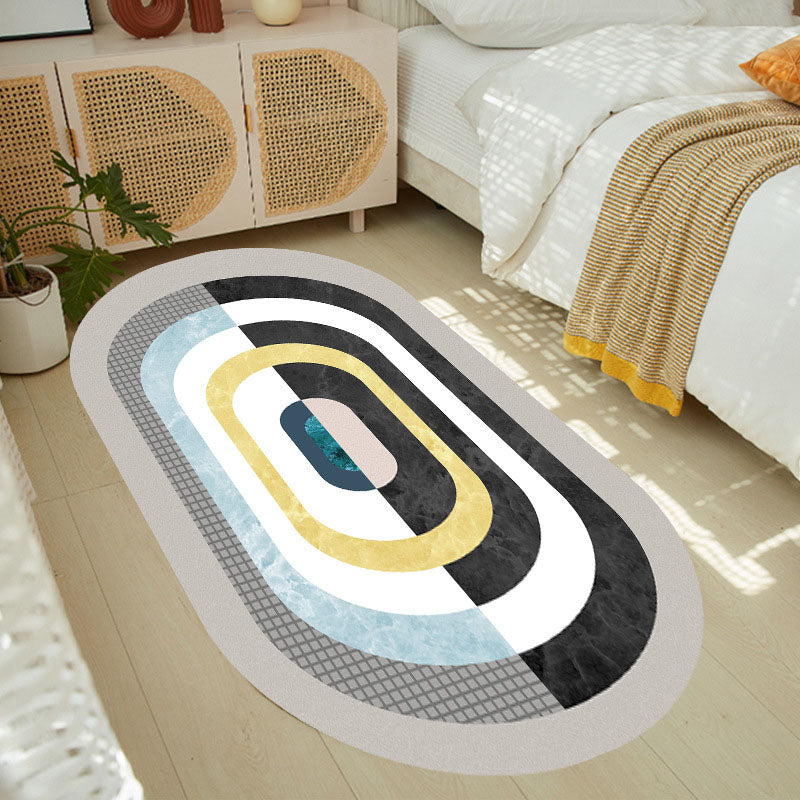 Atrovirens Modern Carpet Polyester Striped Carpet Non-Slip Backing Carpet for Living Room