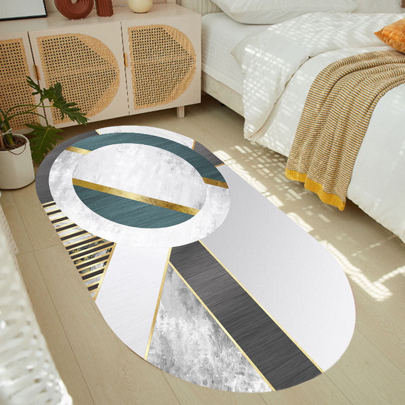 Atrovirens Modern Carpet Polyester Striped Carpet Non-Slip Backing Carpet for Living Room