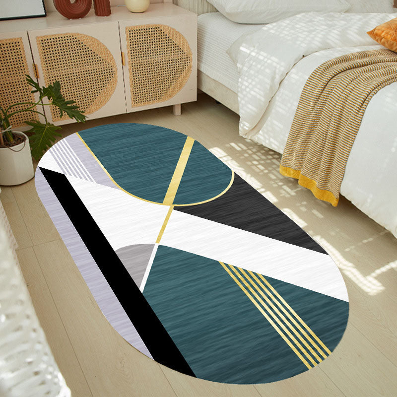 Atrovirens Modern Carpet Polyester Striped Carpet Non-Slip Backing Carpet for Living Room