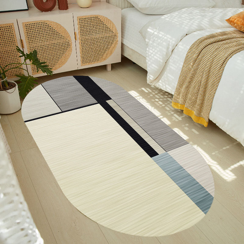 Atrovirens Modern Carpet Polyester Striped Carpet Non-Slip Backing Carpet for Living Room