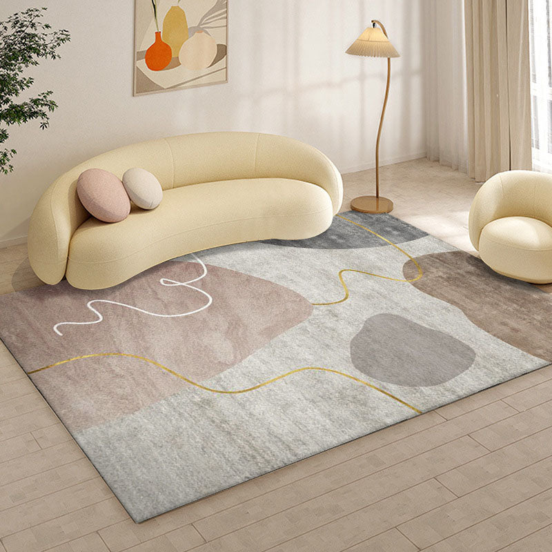 Tapis nordique noir en Polyester, bloc de couleur, lavable, pour la décoration de la maison