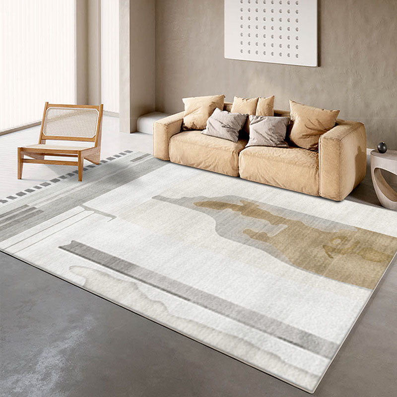 Modern Area Rug Leisure Carpet Polyester Washable Living Room Rug with Non-Slip Backing