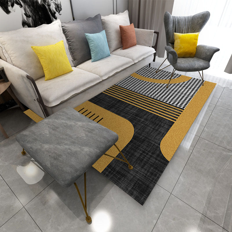 Dark Grey Striped Carpet Polyester Simplicity Carpet Washable Carpet for Home Decoration