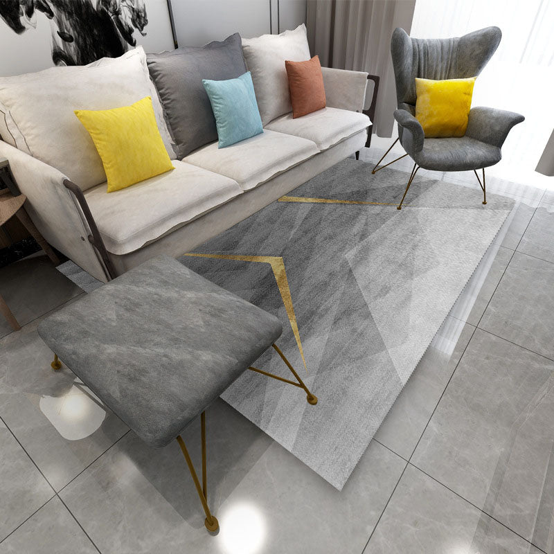 Dark Grey Striped Carpet Polyester Simplicity Carpet Washable Carpet for Home Decoration