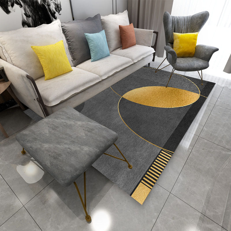 Dark Grey Striped Carpet Polyester Simplicity Carpet Washable Carpet for Home Decoration