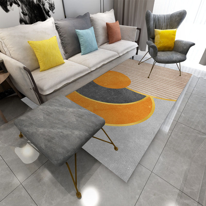 Dark Grey Striped Carpet Polyester Simplicity Carpet Washable Carpet for Home Decoration