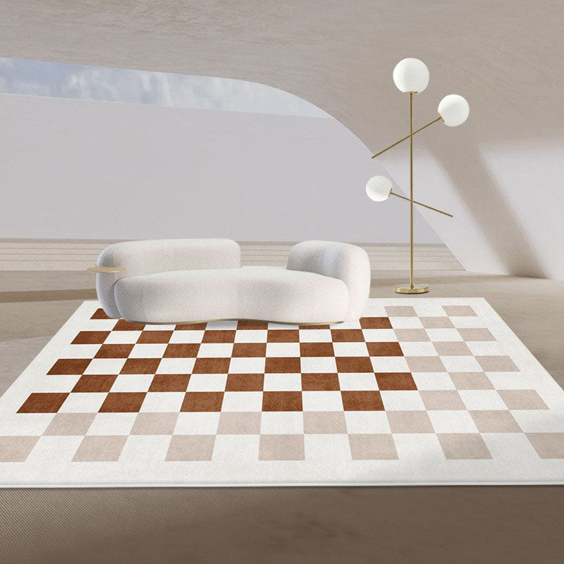 Simplicity Carpet Modern Checkerboard Print Rug Polyester Stain Resistant Area Rug for Living Room