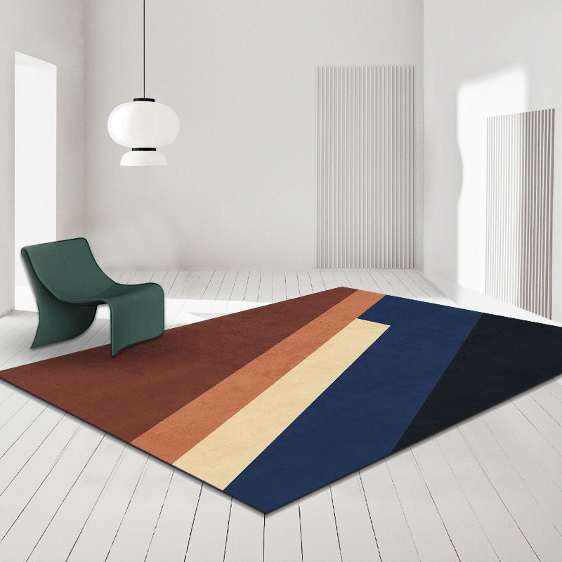 Blue Living Room Area Carpet Modern Geometric Pattern Area Rug Stain Resistant Easy Care Rug