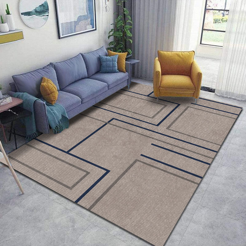 Blue Living Room Area Carpet Modern Geometric Pattern Area Rug Stain Resistant Easy Care Rug