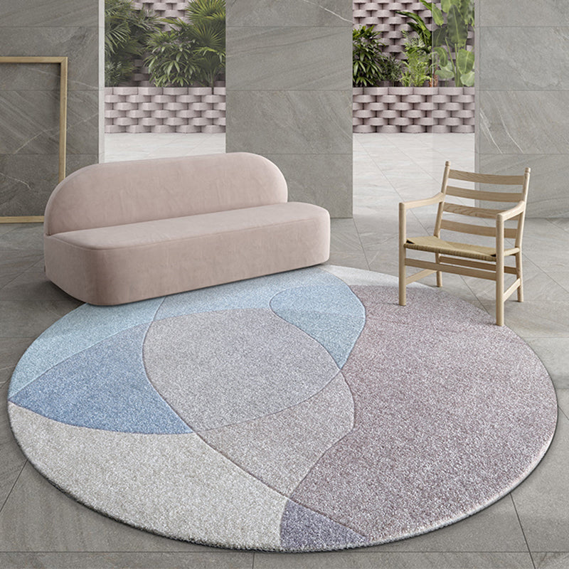 Modern Color Block Area Rug Polyester Pink Area Carpet Easy Care Washable Rug for Home Decor