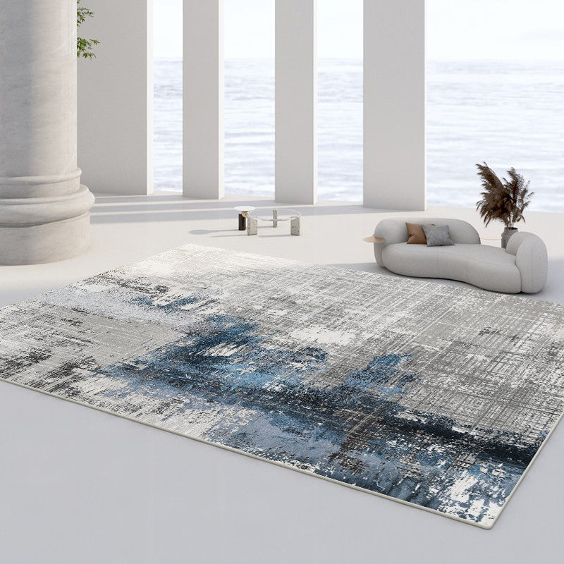 Grey Modern Area Carpet Tie-Dye Pattern Polyester Area Rug Easy Care Rug for Living Room