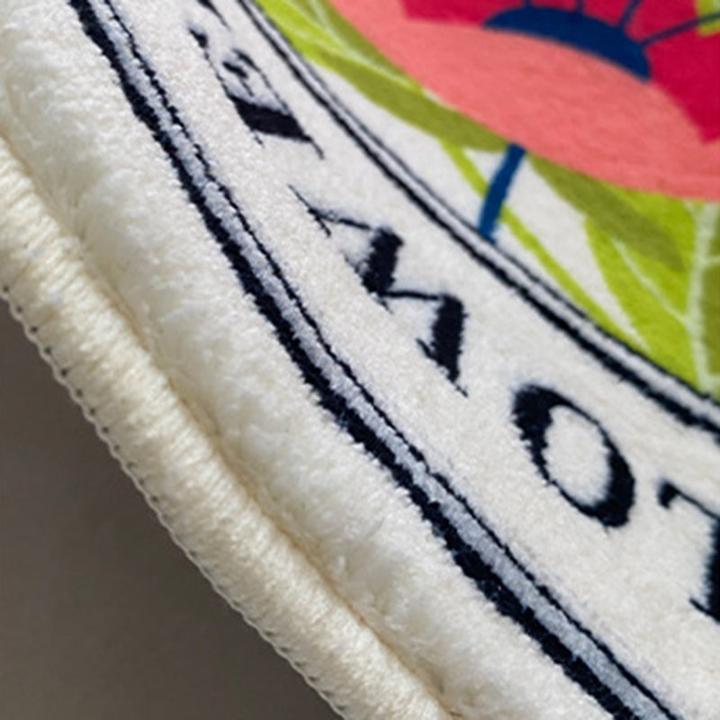 Round Carpet Simple Contrast Panel Area Rug Polyester Stain Resistant Indoor Carpet for Home Decor