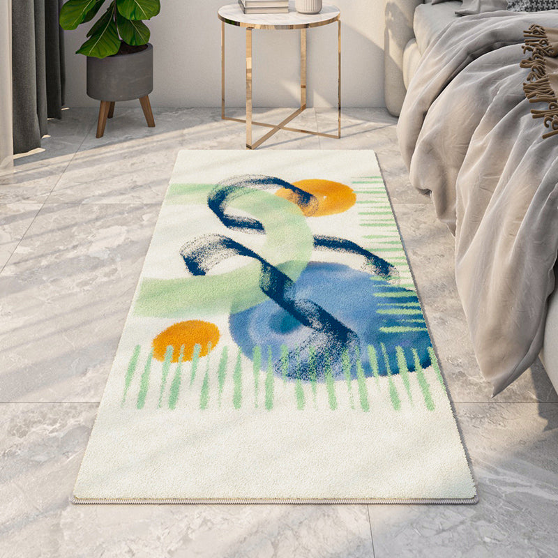 Light Green Modern Carpet Polyester Color Block Carpet Washable Carpet for Living Room