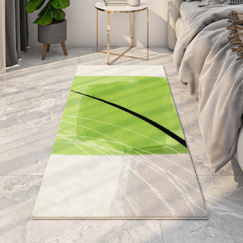 Light Green Modern Carpet Polyester Color Block Carpet Washable Carpet for Living Room
