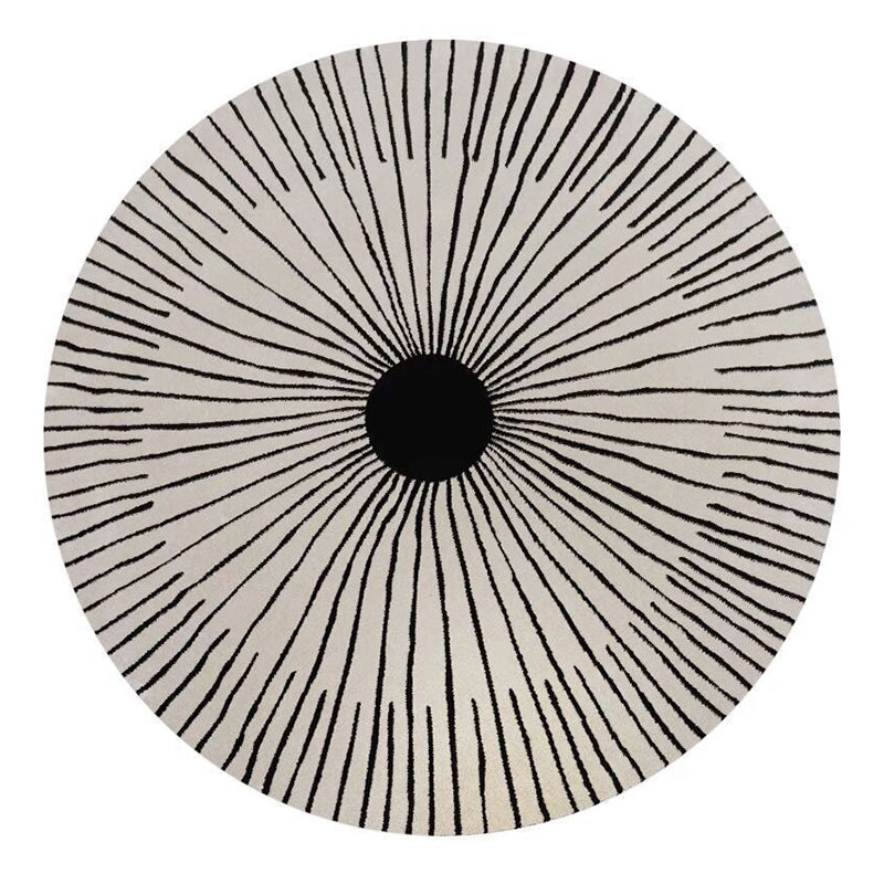 Round Area Rug Carpet Leisure Striped Pattern Carpet Polyester Non-Slip Carpet for Home Decor