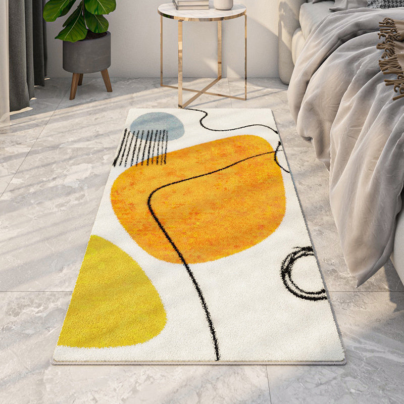 Orange Nordic Rug Polyester Line Rug Washable Indoor Rug for Home Decoration