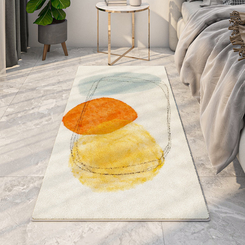 Orange Nordic Rug Polyester Line Rug Washable Indoor Rug for Home Decoration