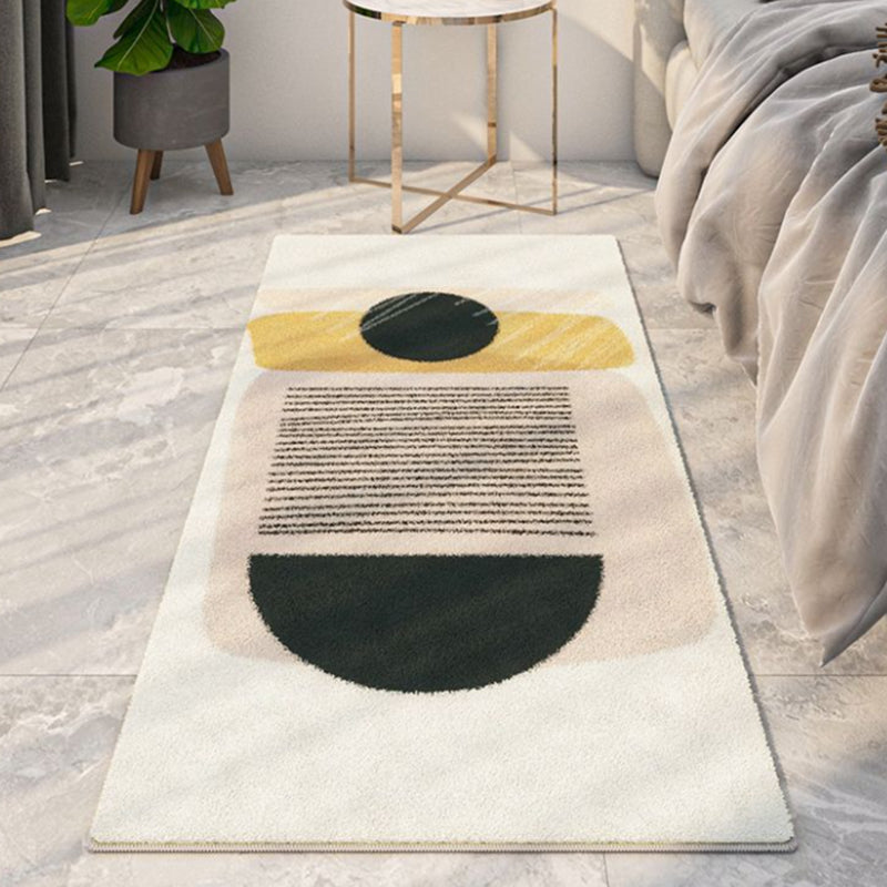 Black Modern Carpet Polyester Circle Carpet Non-Slip Backing Carpet for Living Room
