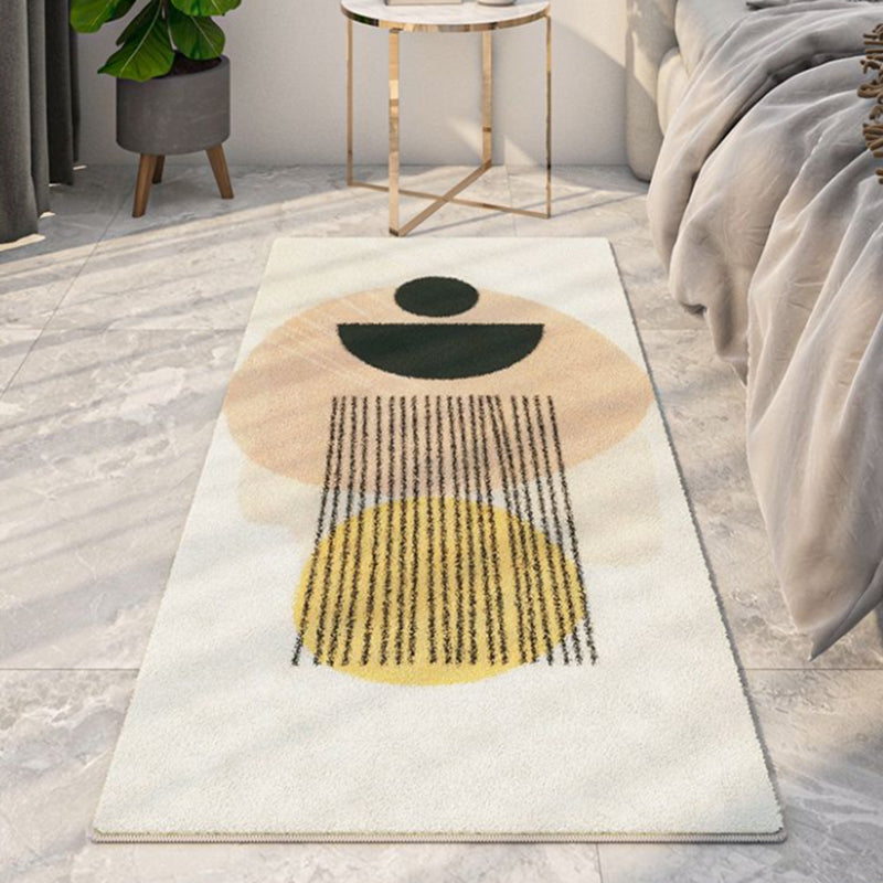 Black Modern Carpet Polyester Circle Carpet Non-Slip Backing Carpet for Living Room