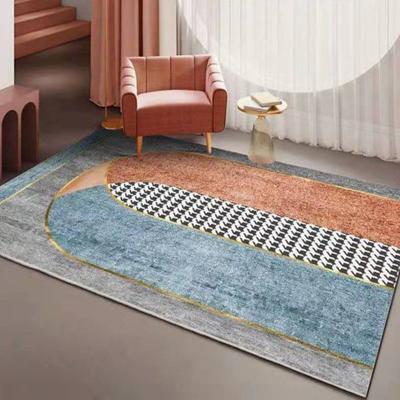 Stylish Modern Indoor Rug Contrast Panel Area Rug Polyster Carpet with Non-Slip Backing