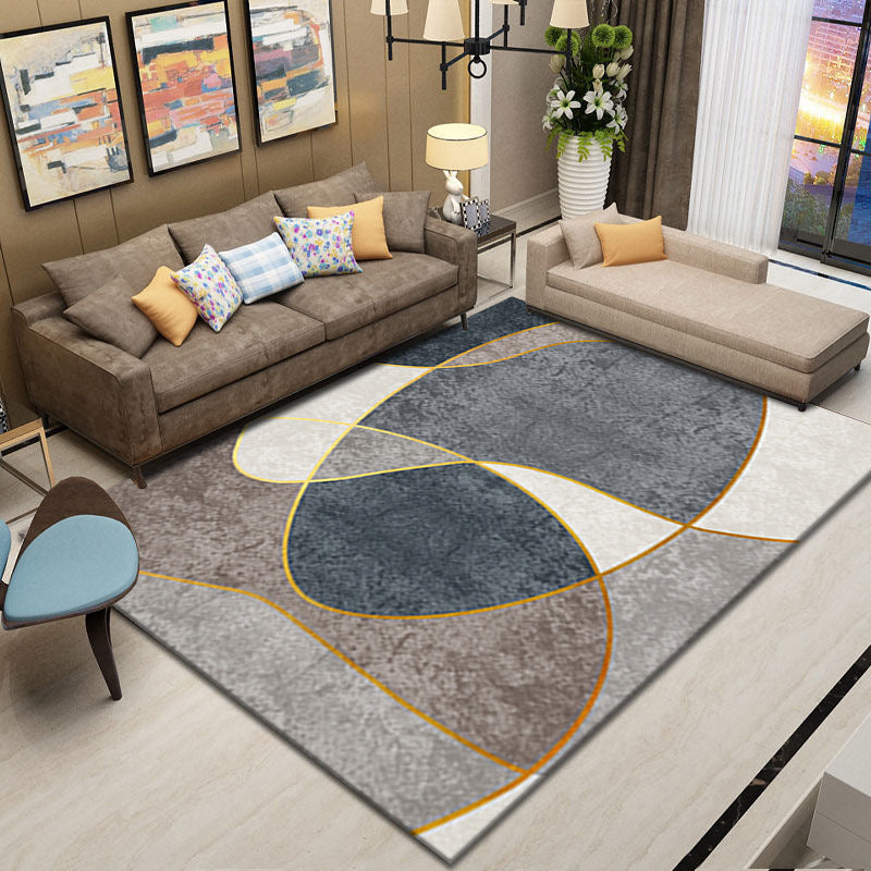Light Grey Modern Carpet Polyester Graphic Carpet Washable Area Carpet for Living Room