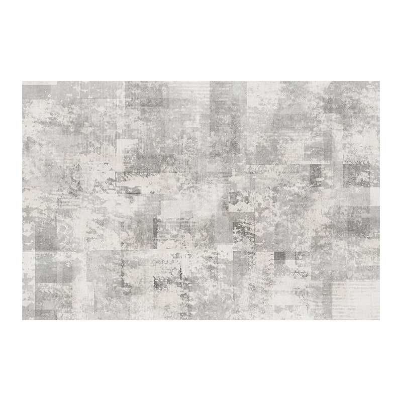 Grey Modern Area Carpet Tie-Dye Pattern Polyester Area Rug Anti-Slip Washable Rug for Home Decor