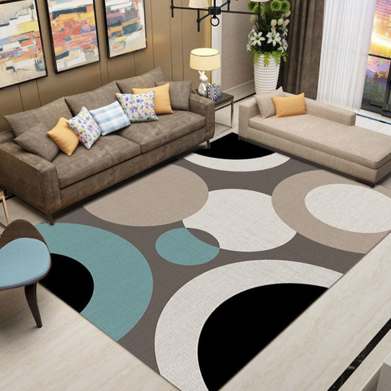 White Minimalist Rug Polyester Rectangle Rug Non-Slip Backing Rug for Home Decoration