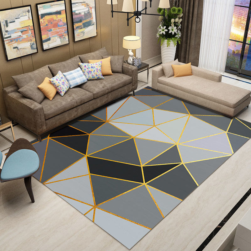 White Minimalist Rug Polyester Rectangle Rug Non-Slip Backing Rug for Home Decoration