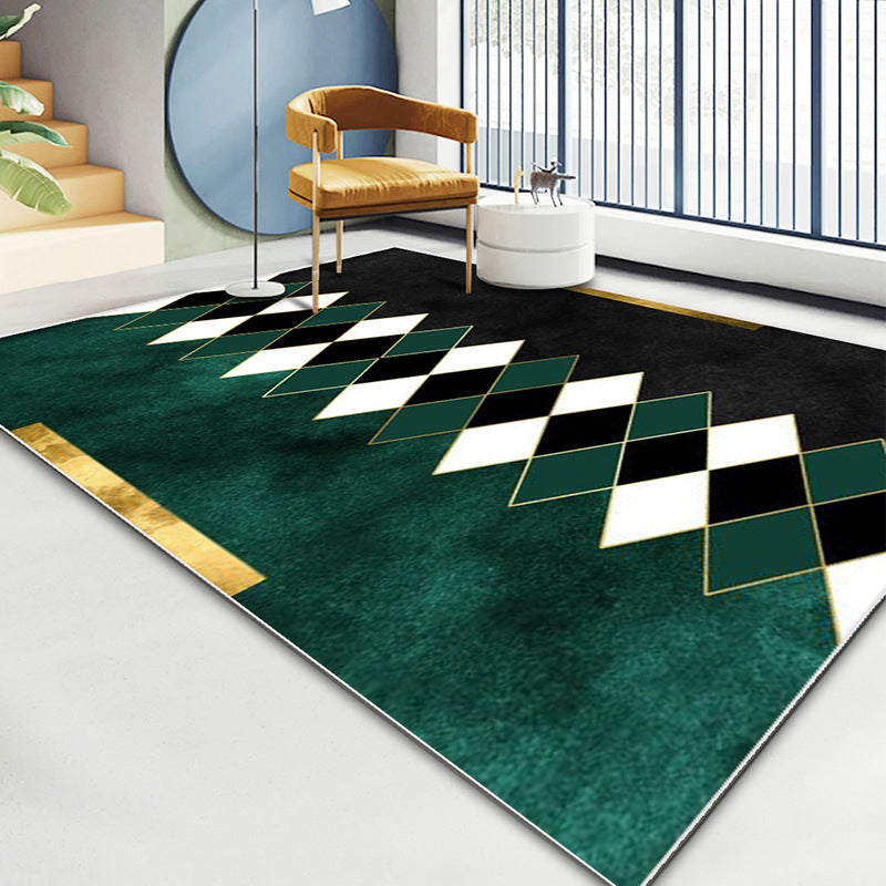 Gorgeous Area Carpet Trendy Atrovirens Rug Washable Polyster Carpet with Non-Slip Backing