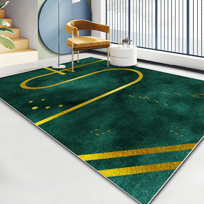 Gorgeous Area Carpet Trendy Atrovirens Rug Washable Polyster Carpet with Non-Slip Backing