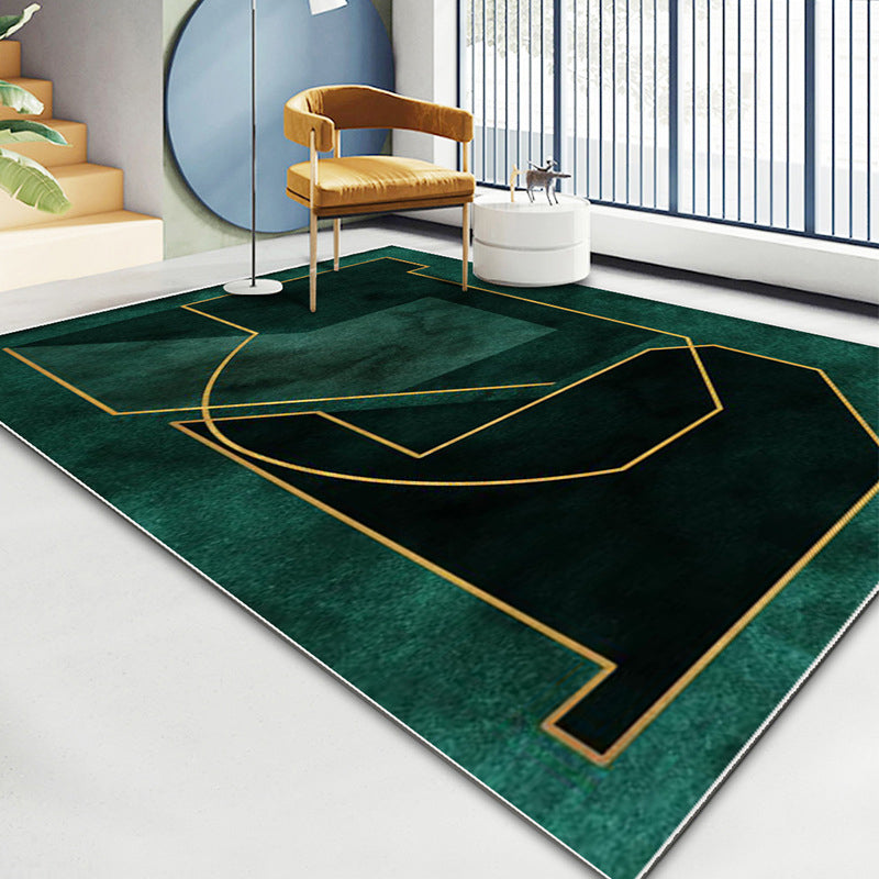 Gorgeous Area Carpet Trendy Atrovirens Rug Washable Polyster Carpet with Non-Slip Backing