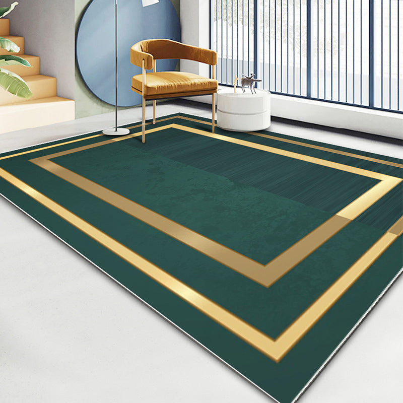 Gorgeous Area Carpet Trendy Atrovirens Rug Washable Polyster Carpet with Non-Slip Backing