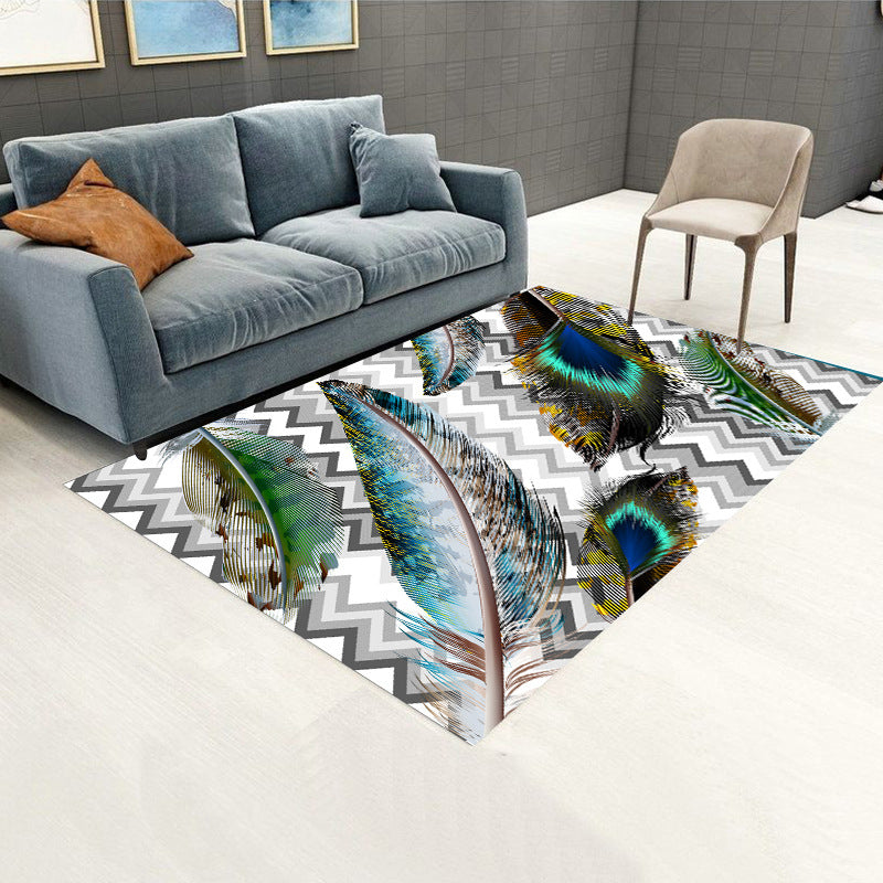 Gold Simplicity Rug Polyester Feather Rug Washable Rug for Living Room