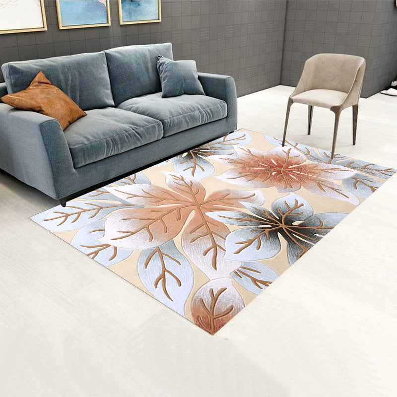 Gold Simplicity Rug Polyester Feather Rug Washable Rug for Living Room