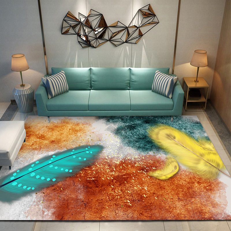 Fancy Contemporary Rug Gold Hexagonal Rug Washable Rug for Living Room