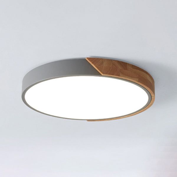 Circular Flush Light Colorful Macaron Acrylic Flush Mount Lighting for Bedroom in White