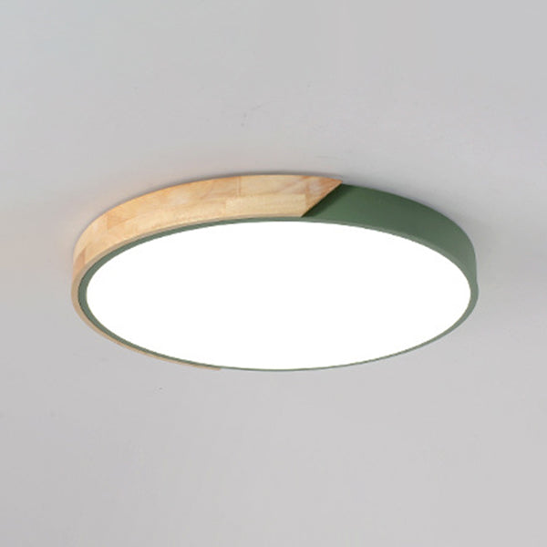 Circular Flush Light Colorful Macaron Acrylic Flush Mount Lighting for Bedroom in White