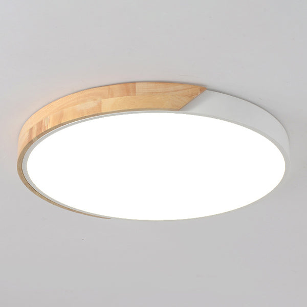 Circular Flush Light Colorful Macaron Acrylic Flush Mount Lighting for Bedroom in White